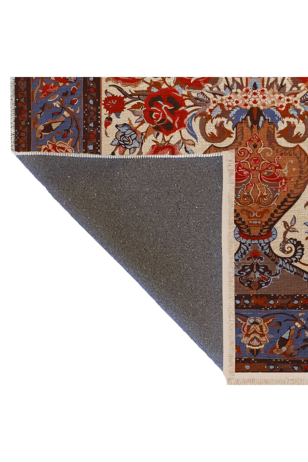 Çok Renkli Geleneksel Motif Etnik Çiçek Desenli Vintage Dekoratif Halı 2586