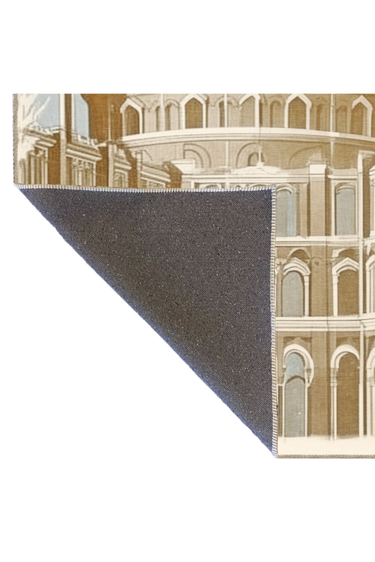 Dido 2 Koleksiyonu Bej Mavi Temalı Antik Kolezyum Desenli Vintage Dekoratif Halı 22