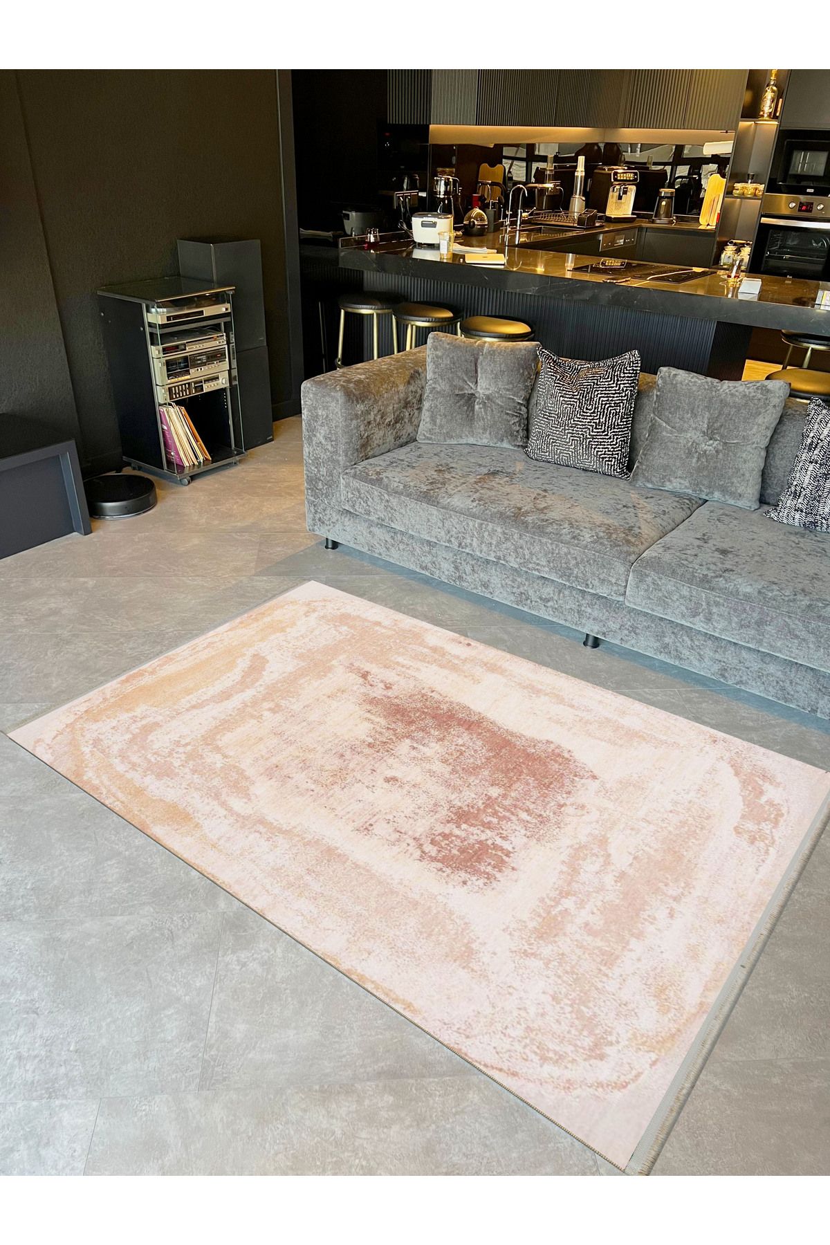 Güney Koleksiyonu Bej Temalı Soyut Klasik Desenli Kreatif Modern Dekoratif Halı 38