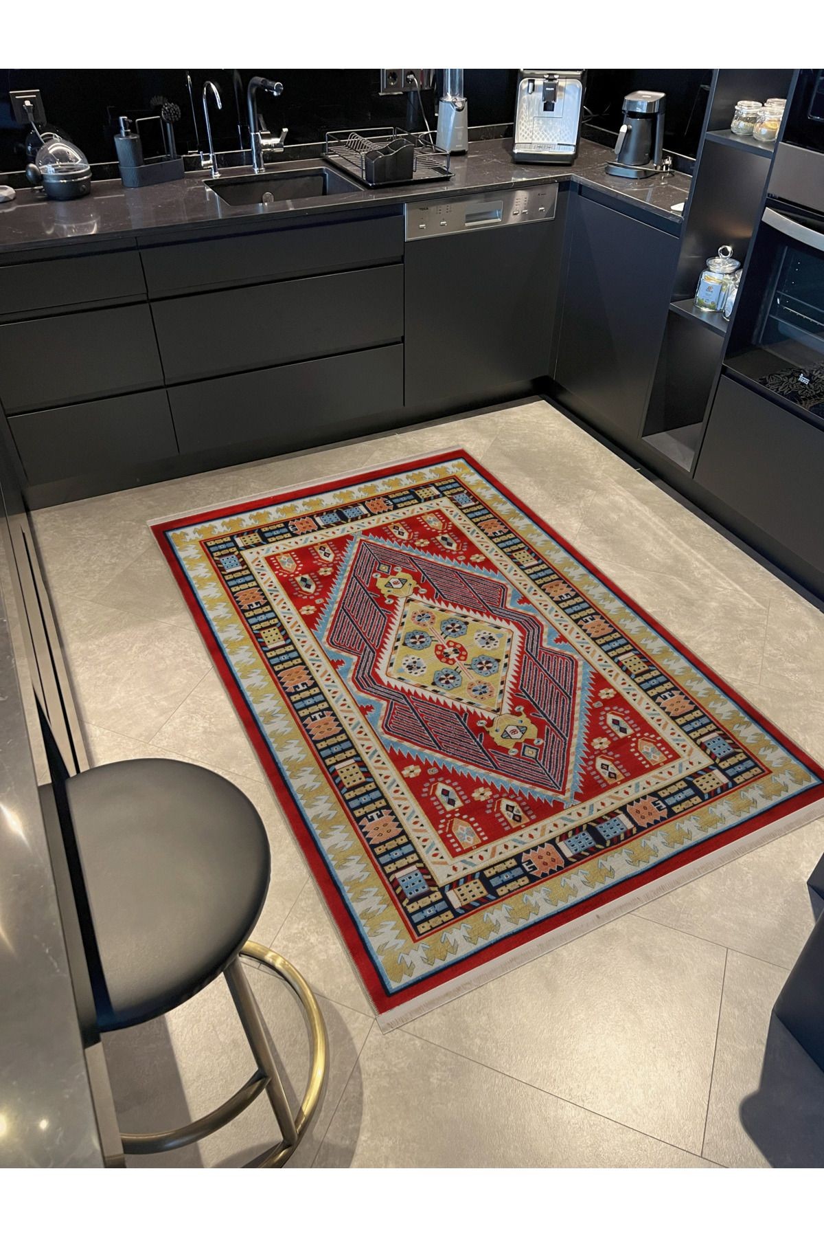Açık Ton Çok Renkli Geleneksel Motif Çiçek Desenli Vintage Dekoratif Halı 2446