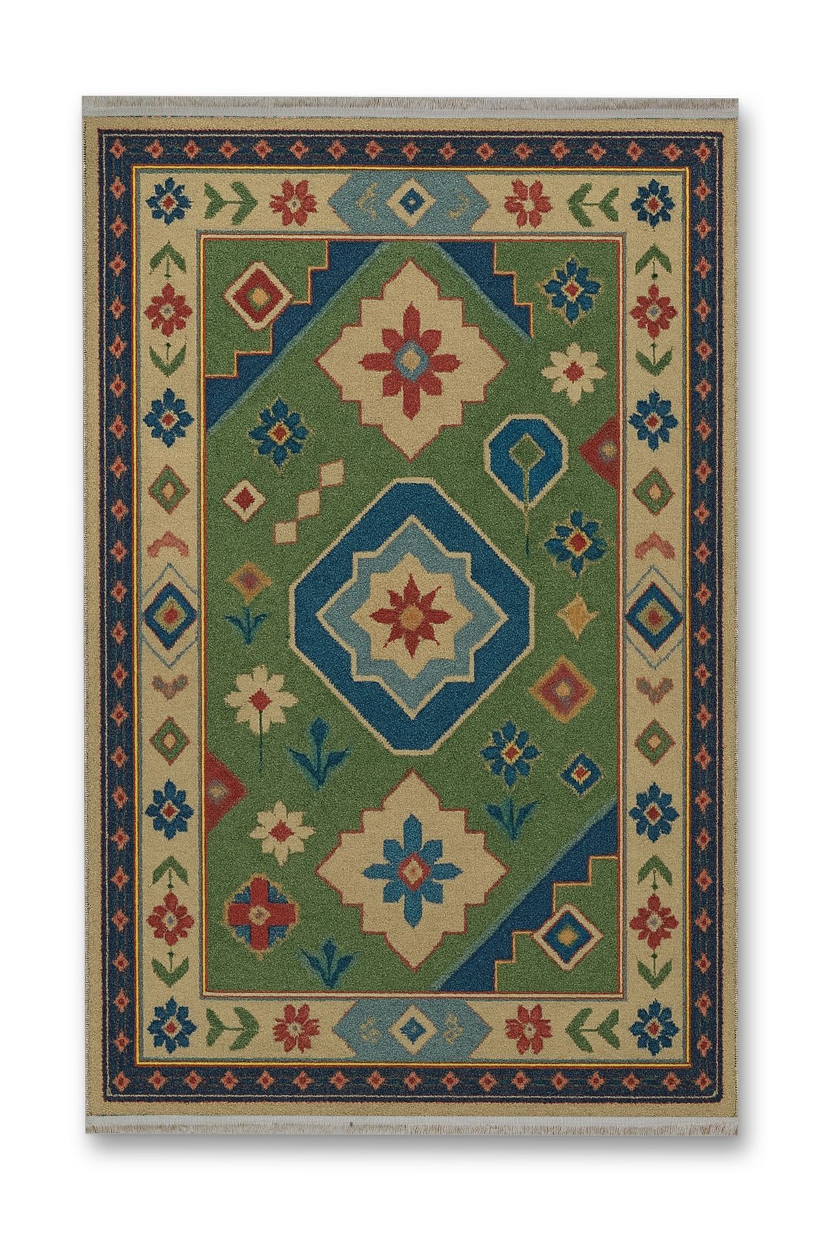 Mosso Geleneksel Eskitme Desenli Dokuma Taban Vintage Dekoratif Halı mosso135