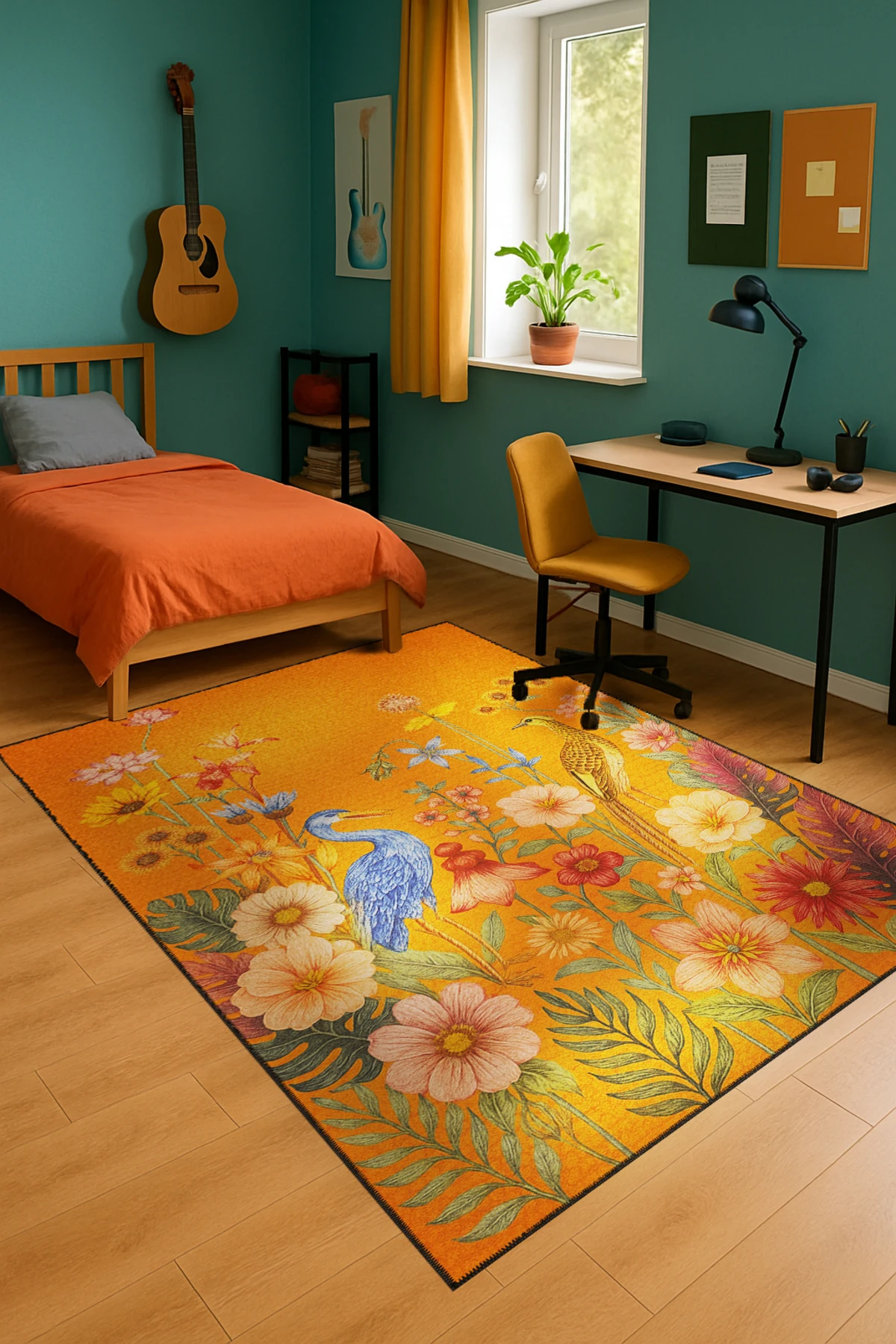 MOSSO Çiçek Motifli Desen Dokuma Taban Vintage Dekoratif Halımosso923