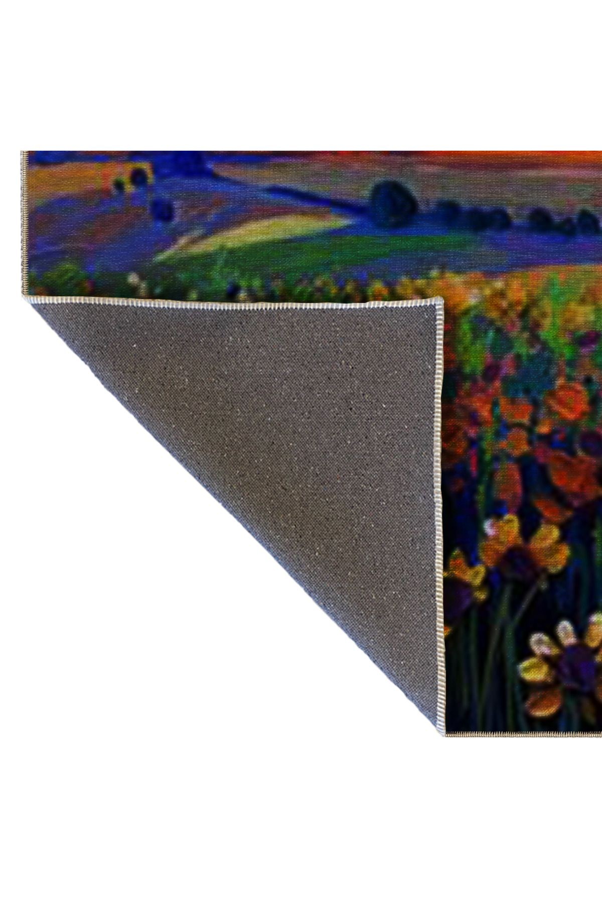 Pastel Renkler Soyut Çayır ve Güneş Manzarası Desenli Kreatif Modern Dekoratif Halı 5384