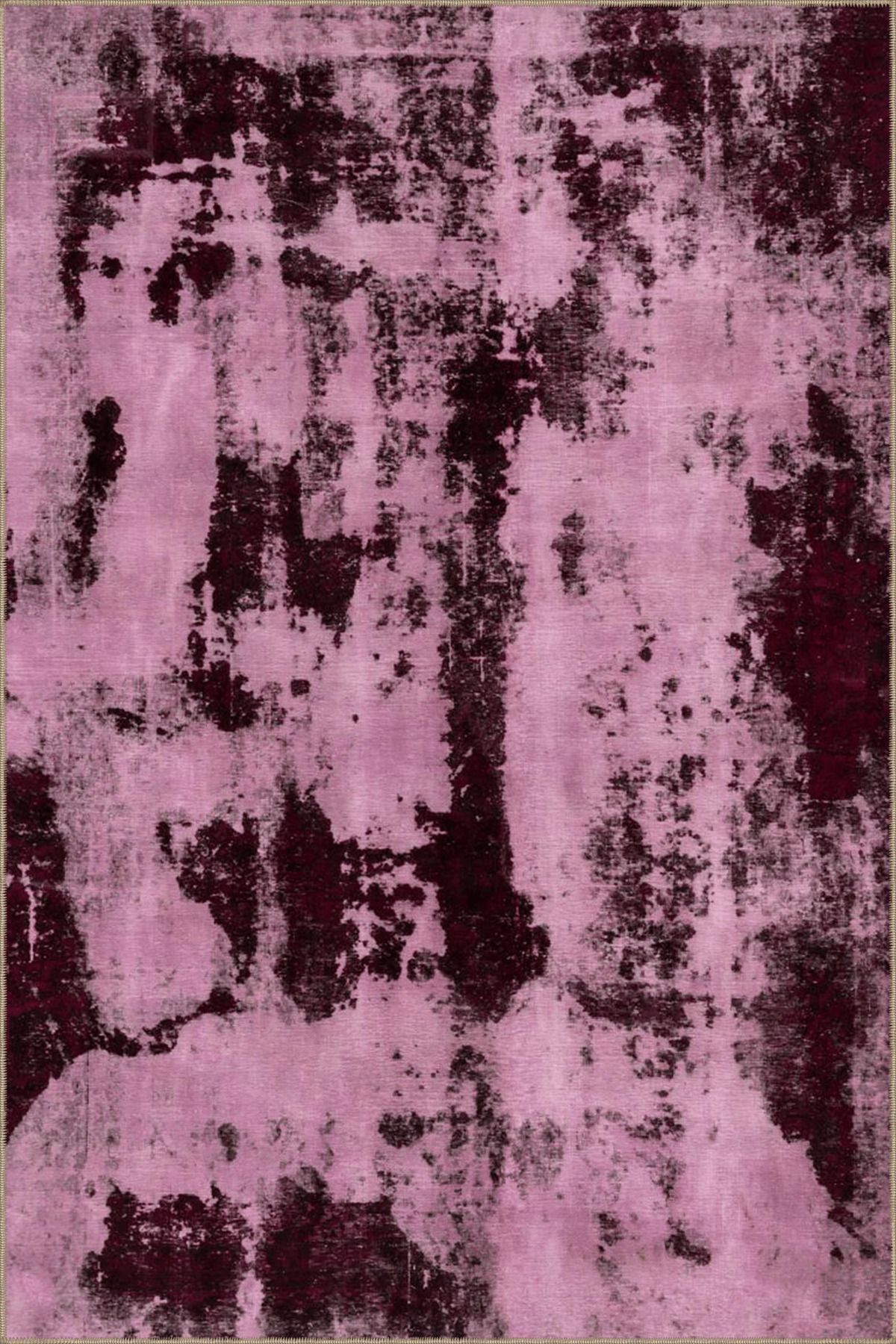 Pembe Temalı Soyut Desenli Kreatif Modern Dekoratif Halı 4751