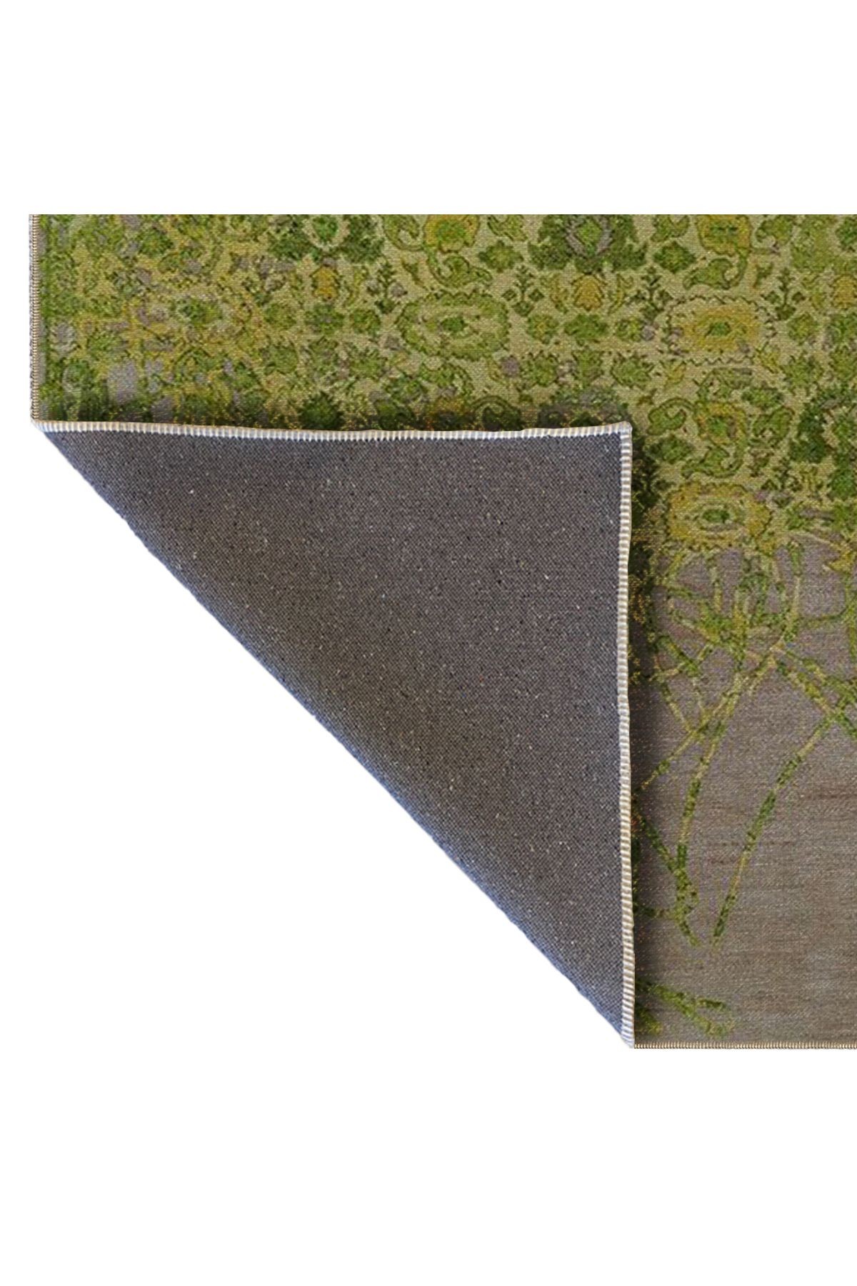 Açık Yeşil ve Gri Temalı Soyut Geleneksel Motif Desenli Vintage Dekoratif Halı 5173
