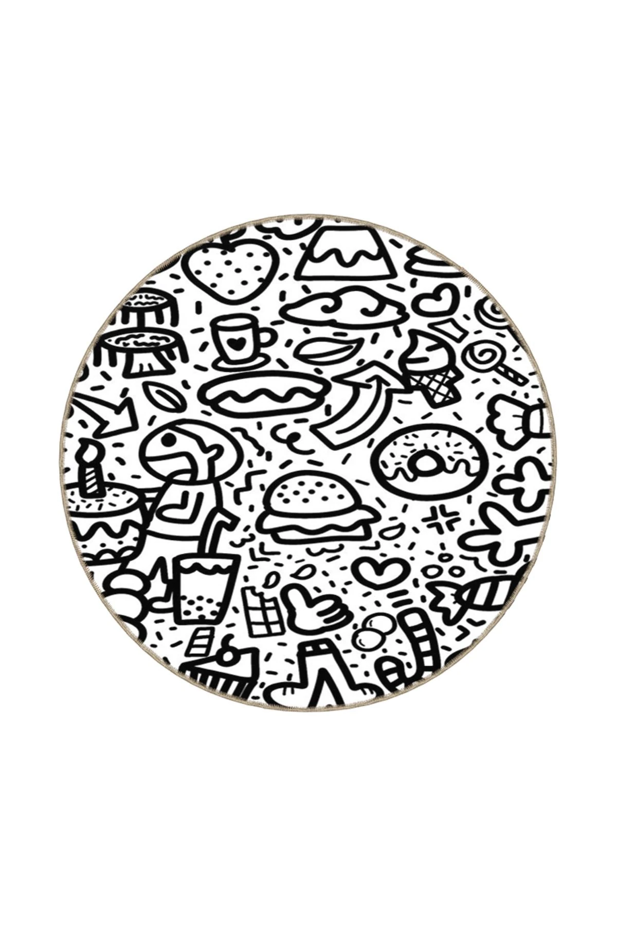 Siyah Beyaz Temalı Geometrik Desenli Dokuma Taban Halı ve Yıkanabilir Halı miravip10078