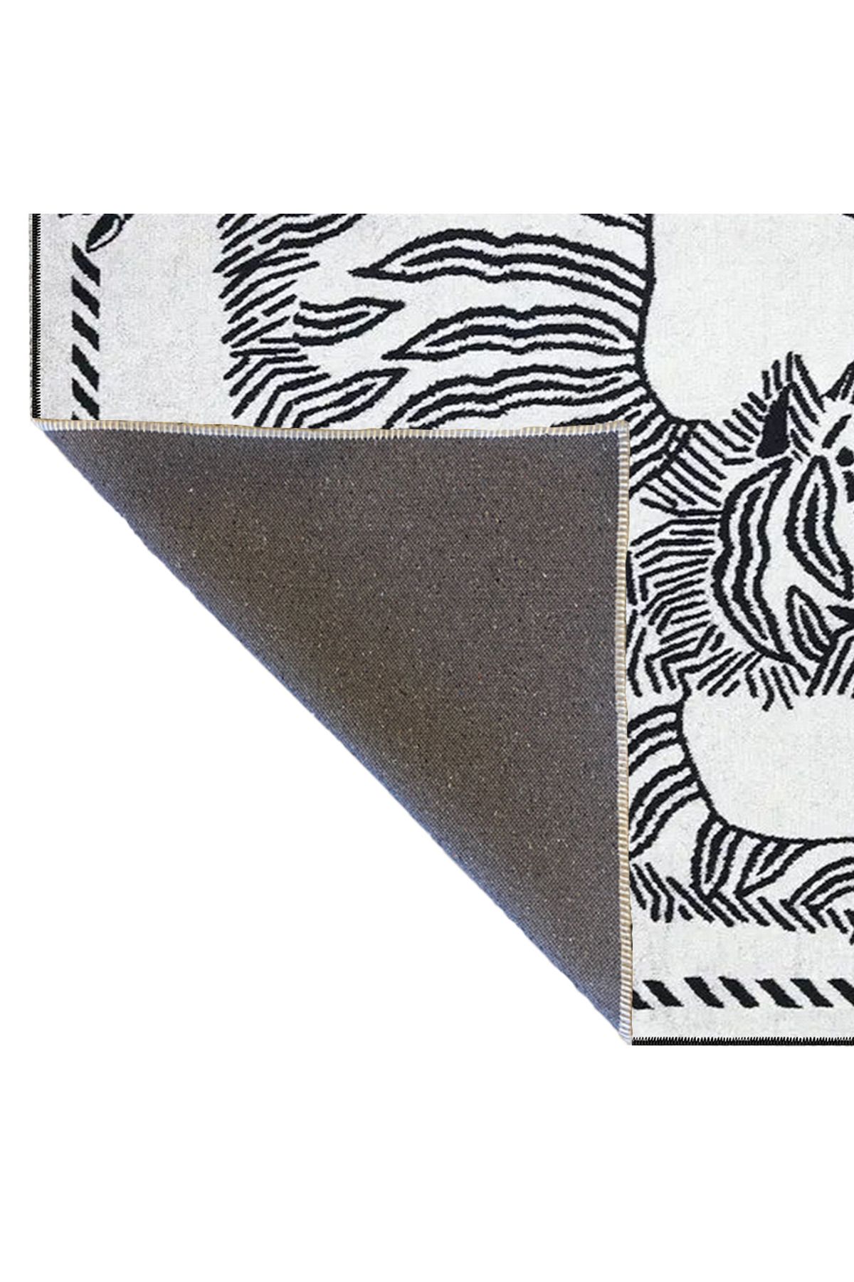 Gri Tonlarında Kaplan Desenli Dokuma Taban Halı miravip539