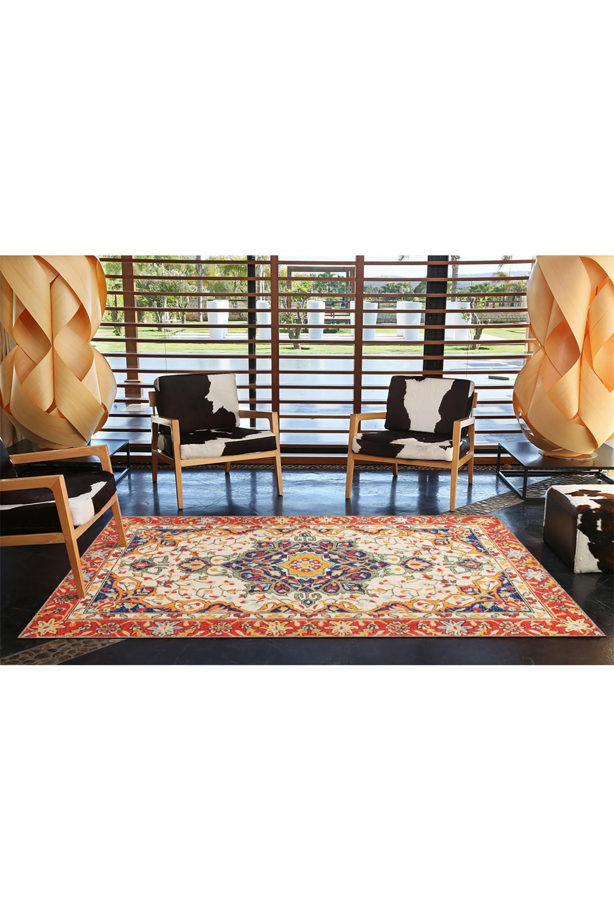 Kırmızı Tonlarda Geleneksel Dekoratif ve Dokuma Taban Halı 4238