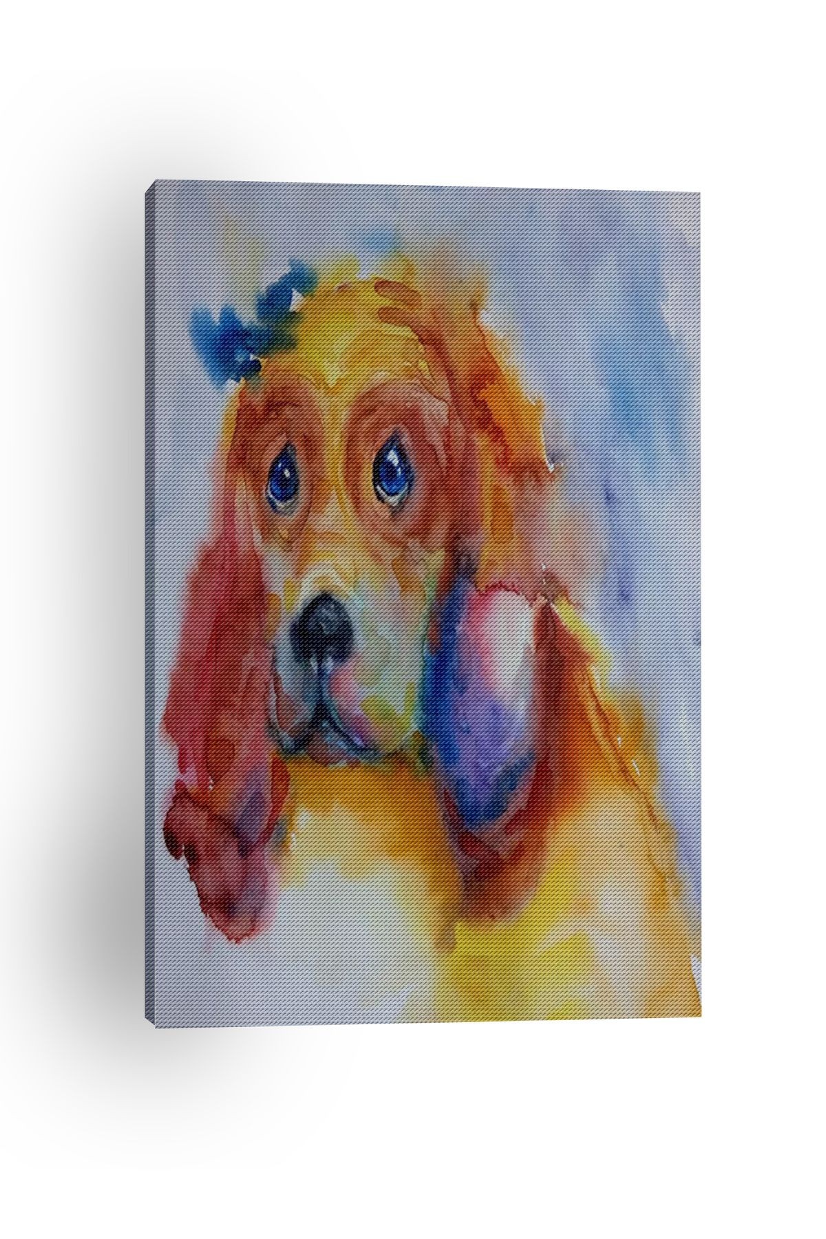 Kanvas Tablo Hayvan Karışık Renkli Üzgün Köpek Renkli Desenli Renkli Temalı Modern Tablo