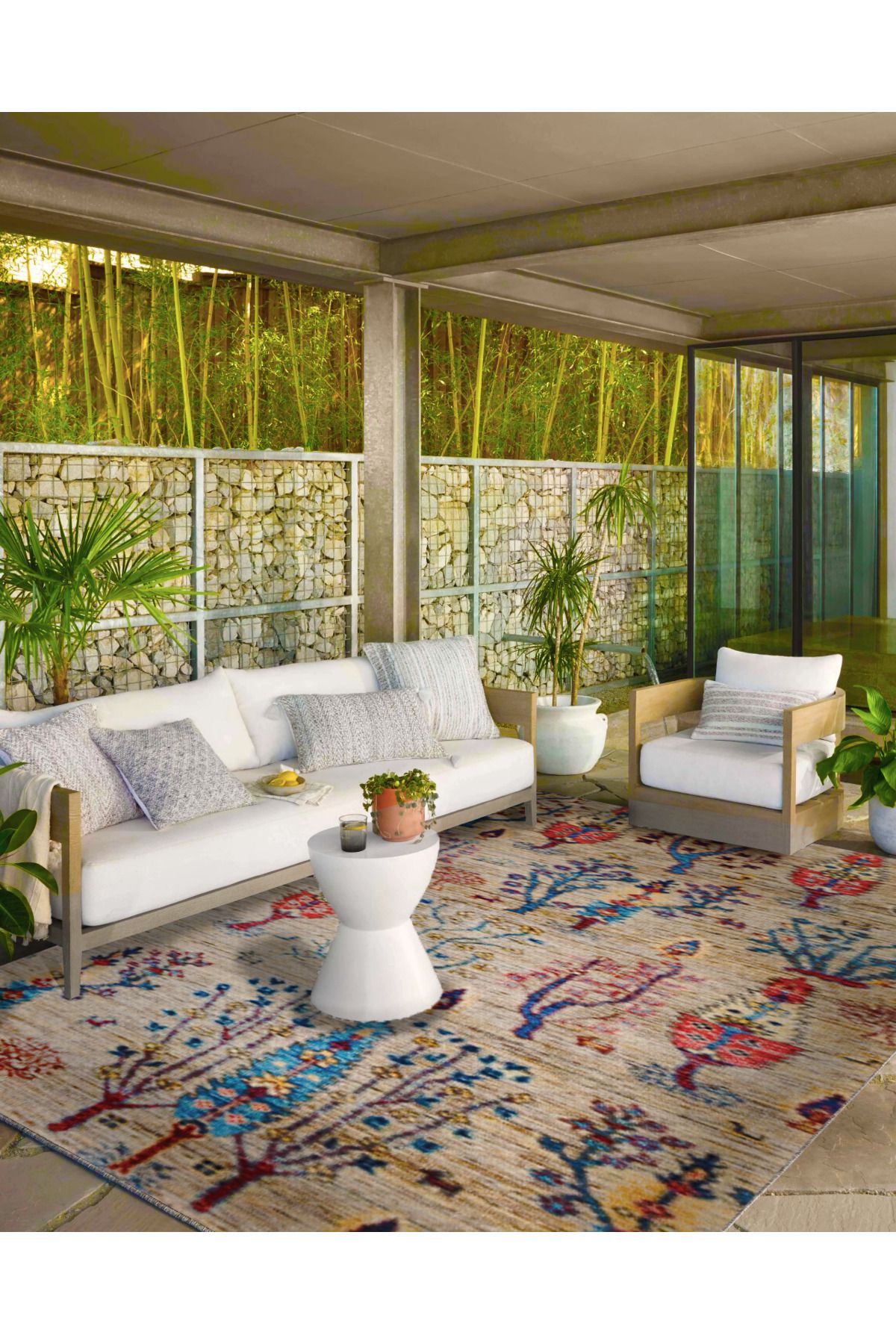 Krem Orman Çiçekli Baklavalı Desenli Dokuma Taban Halı ve Yıkanabilir Halı aloha86