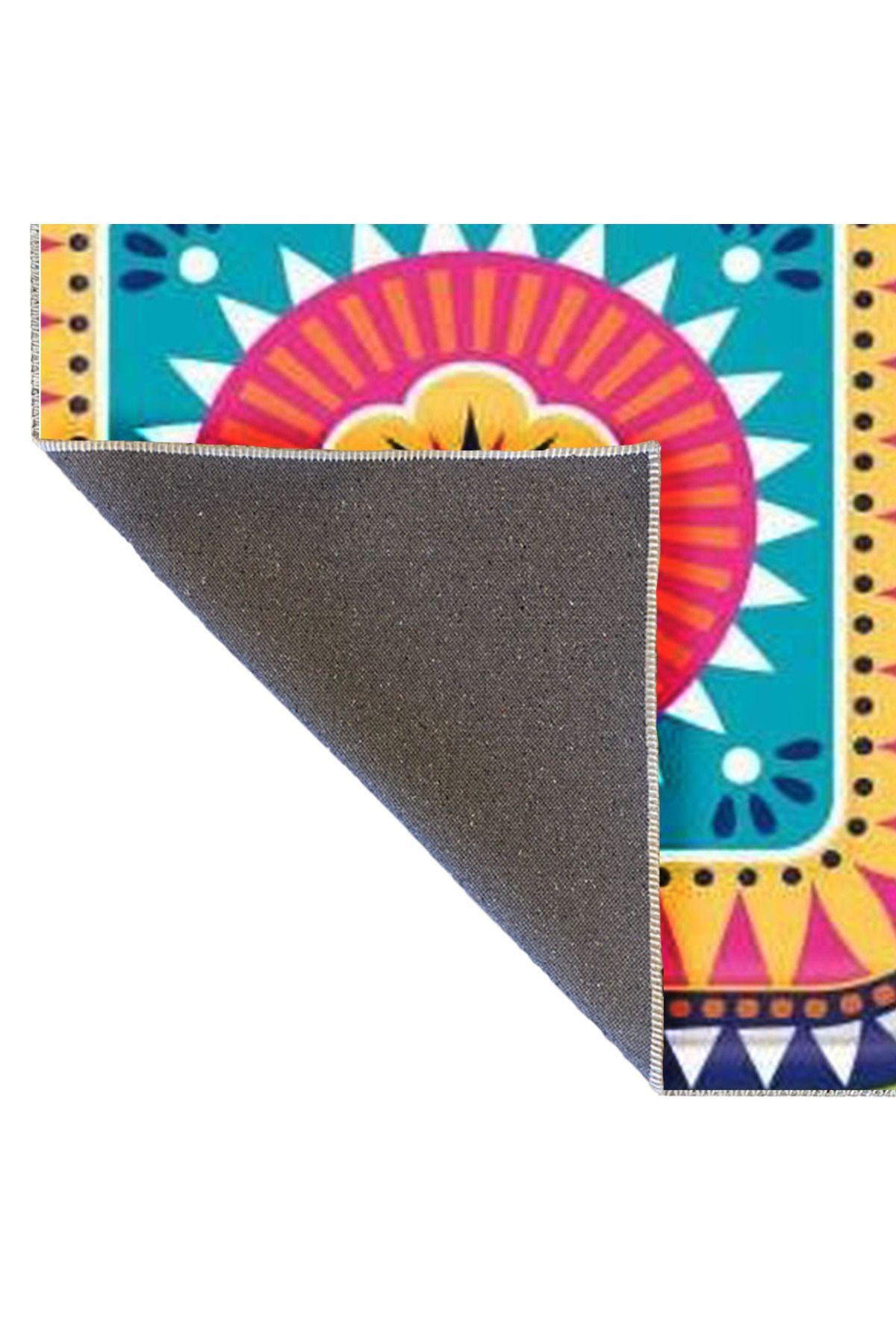 Kemal Koleksiyonu Çok Renkli Karma Geometrik Şekiller Desenli Dokuma Taban Modern Dekoratif Halı 27