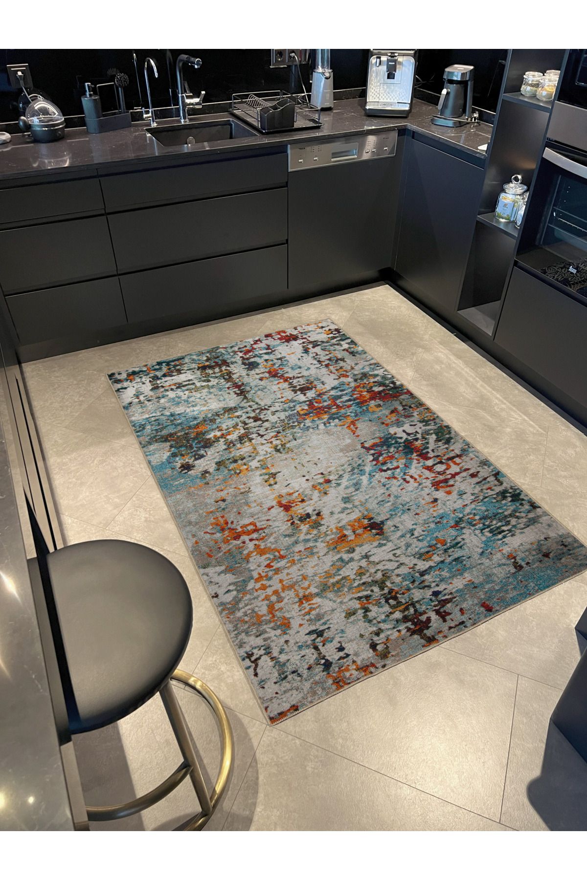 Çok Renkli Soyut Desenli Kreatif Modern Dekoratif Halı 2967