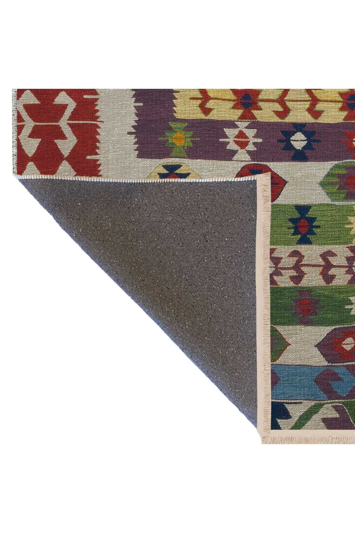 Açık Ton Çok Renkli Geleneksel Motif Desenli Kreatif Vintage Dekoratif Halı 2680