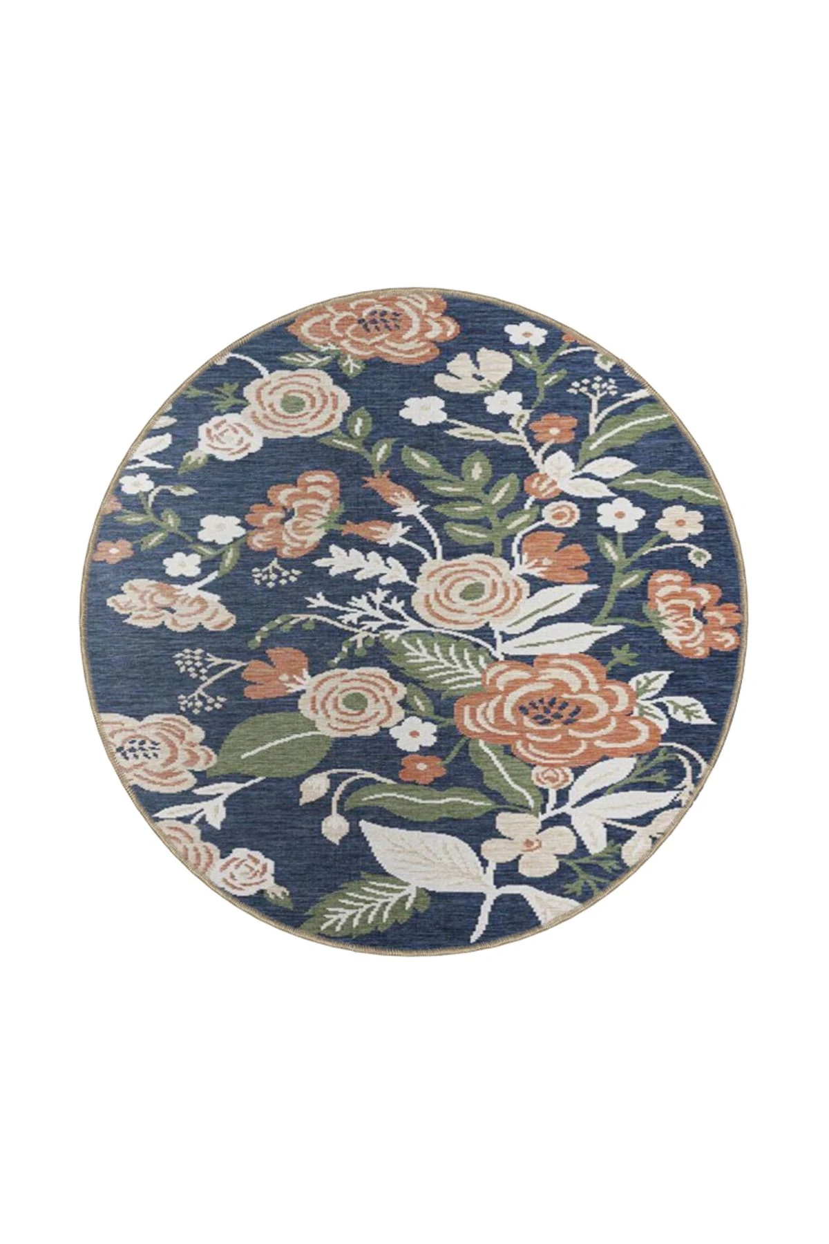 Siyah Çiçekli Karabağ Geleneksel Hasır ve Kahverengi Desenli Dekoratif Yıkanabilir Halı miravip8421