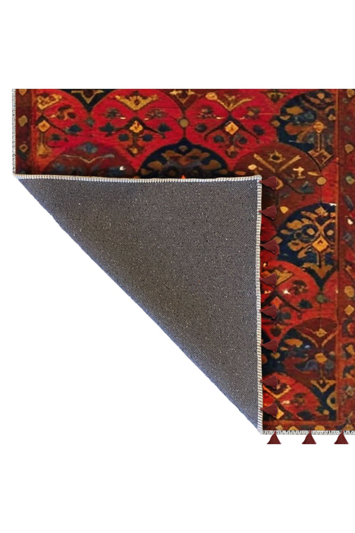Royal Etnik Motifler Desenli Püskül Detaylı Dokuma Taban Dekoratif Halı royal37