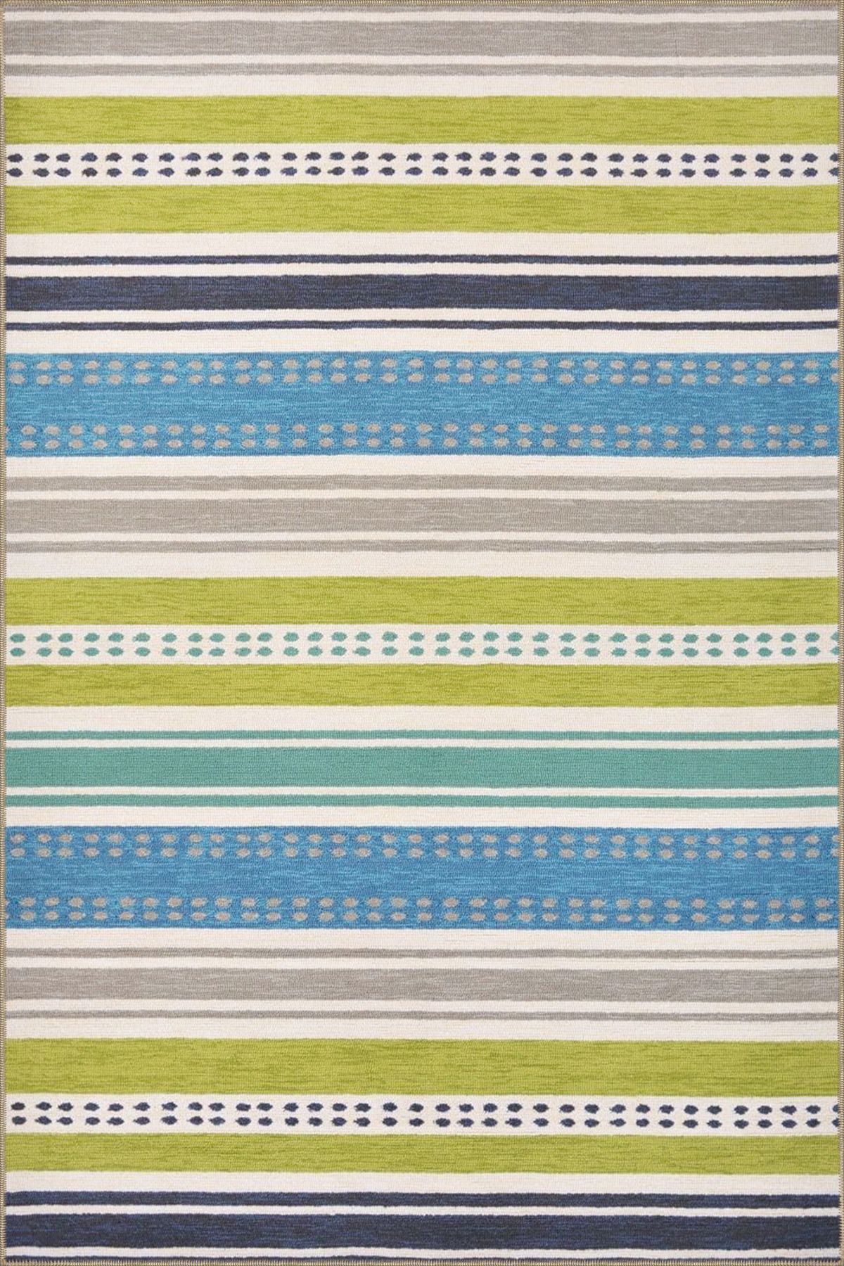 Yeşil ve Mavi Çizgili Desenli Dokuma Taban miravip671