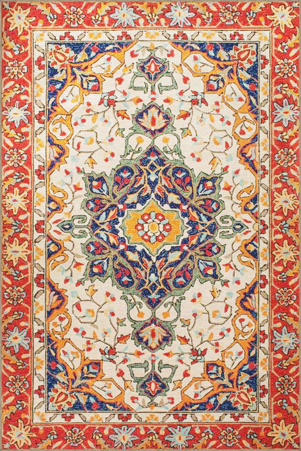 Kırmızı Tonlarda Geleneksel Dekoratif ve Dokuma Taban Halı 4238