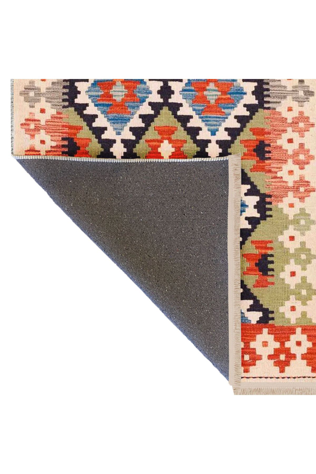 Güney Koleksiyonu Çok Renkli Geometrik Motifli ve Geleneksel Desenli Vintage Dekoratif Halı 46