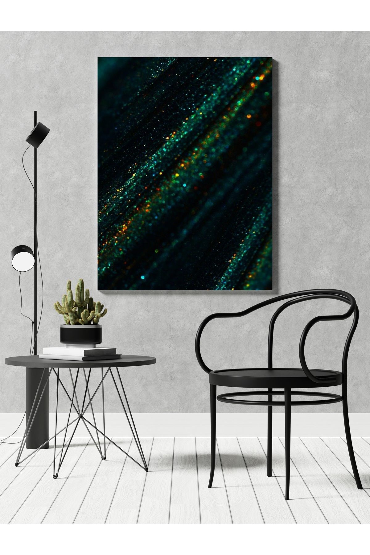 Kanvas Tablo Koyu Yeşil Tema Soyut Abstract Desen