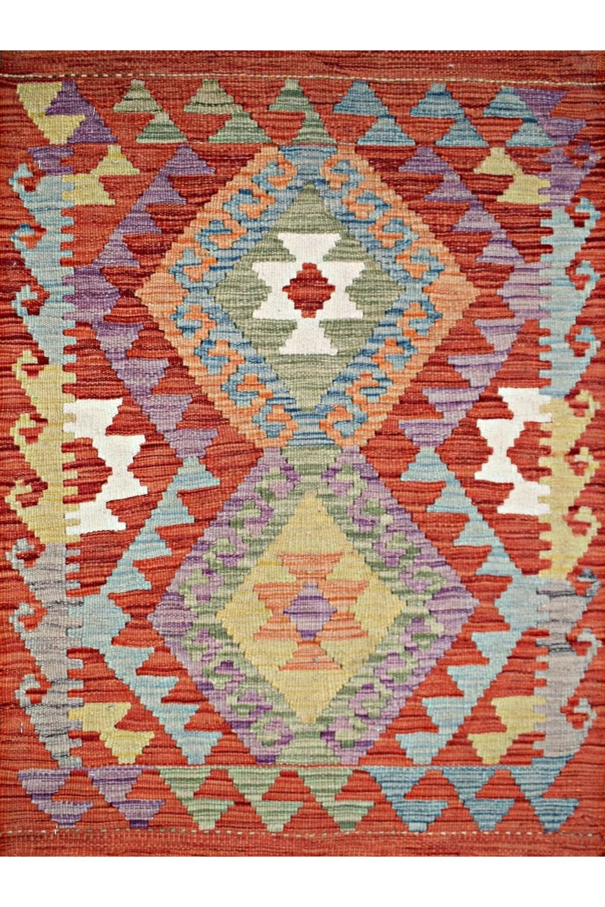 Asena Koleksiyonu Çok Renkli Geometrik Şekiller Desenli Vintage Dekoratif Halı 17