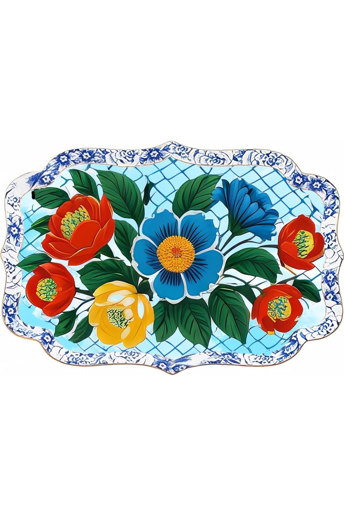 Leyla Koleksiyonu Çok Renkli Çiçekler Desenli Dokuma Taban Dekoratif Halı leyla55