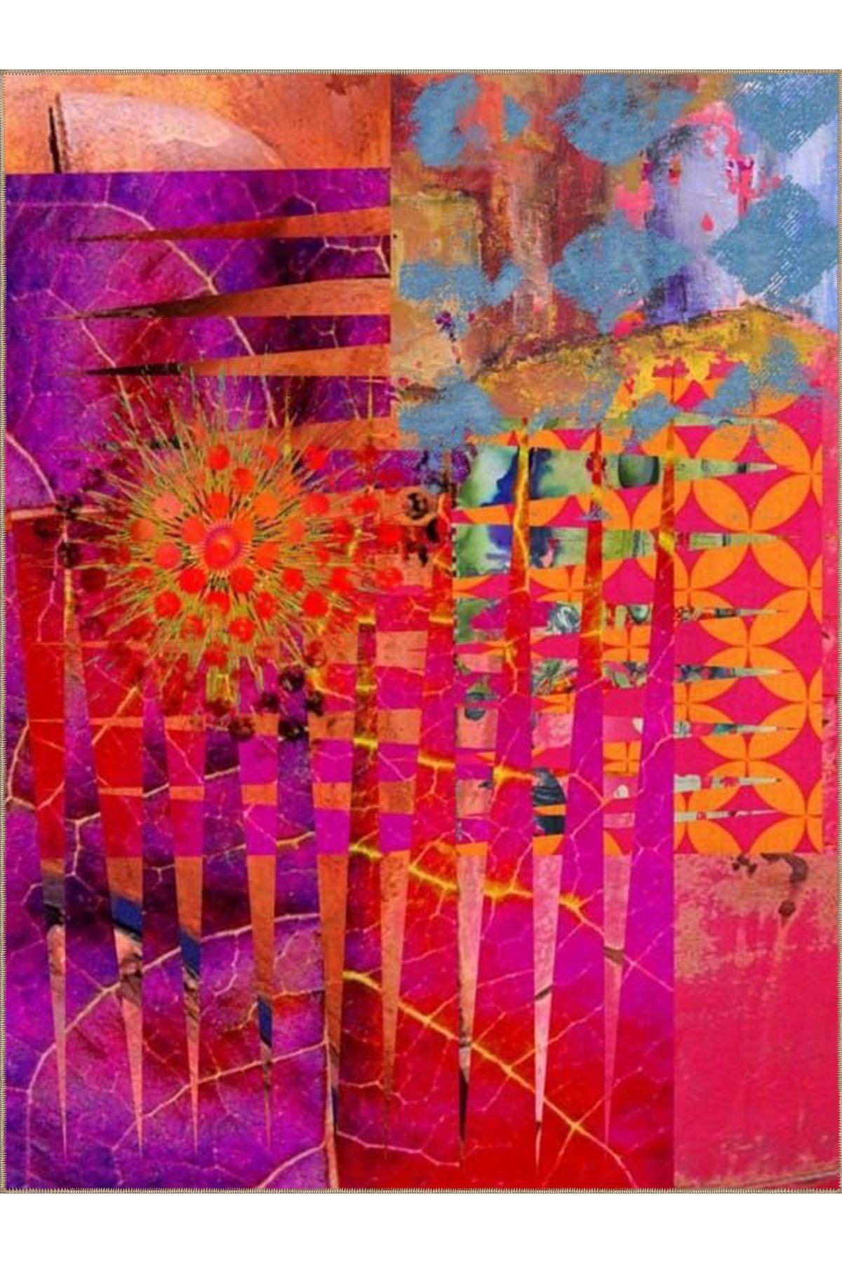 Tuğrul Koleksiyonu Karma Soyut Şekiller Desenli Dokuma Taban Modern Dekoratif Halı 55