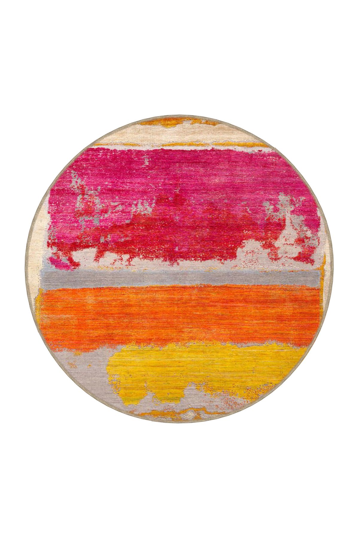 Pembe ve Sarı Renkli Desenli Dokuma Taban miravip653