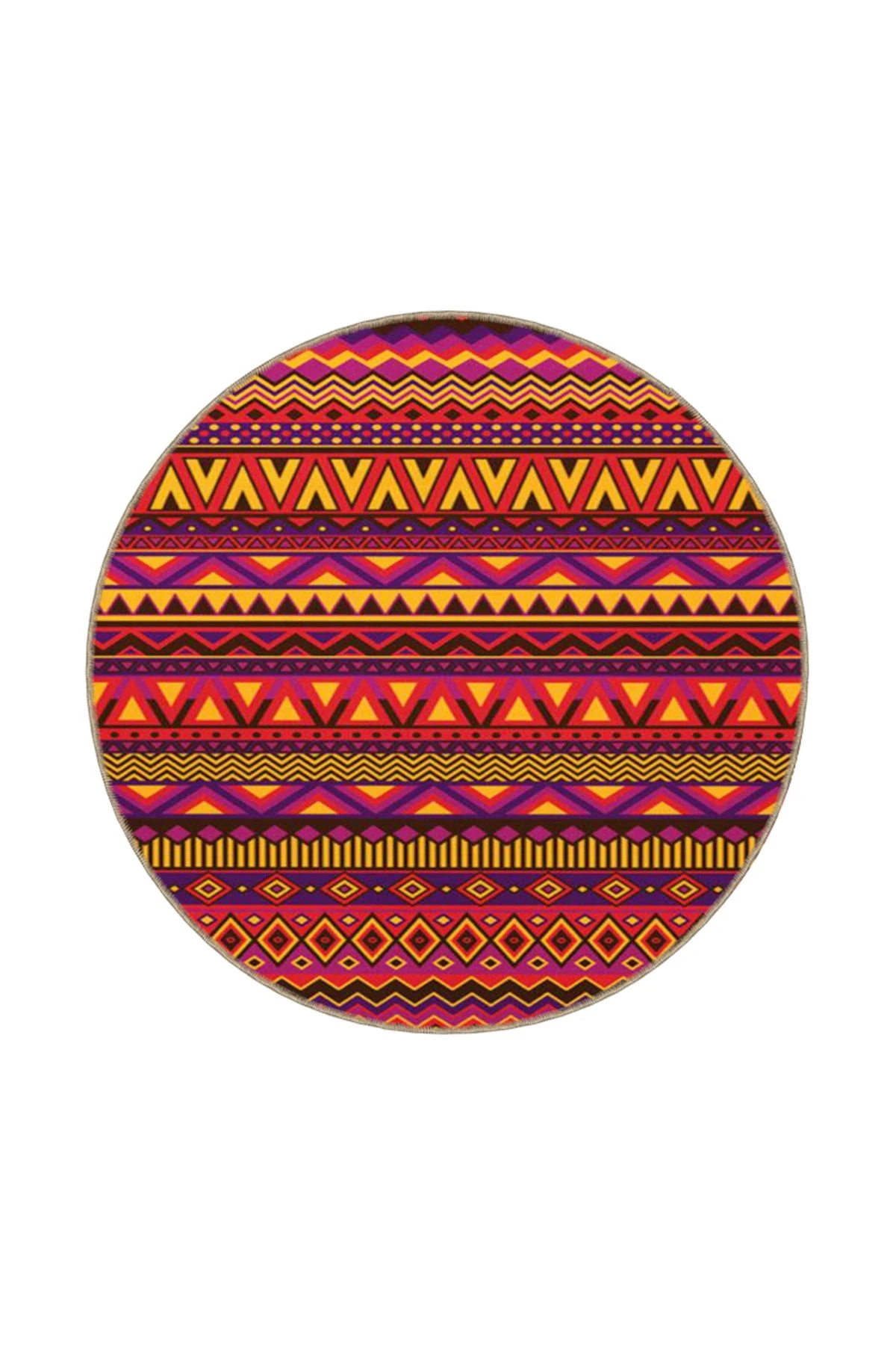 Kırmızı Tonlarda Karışık Renkli Üçgenli Geometrik Modern Dekoratif Halı 4379