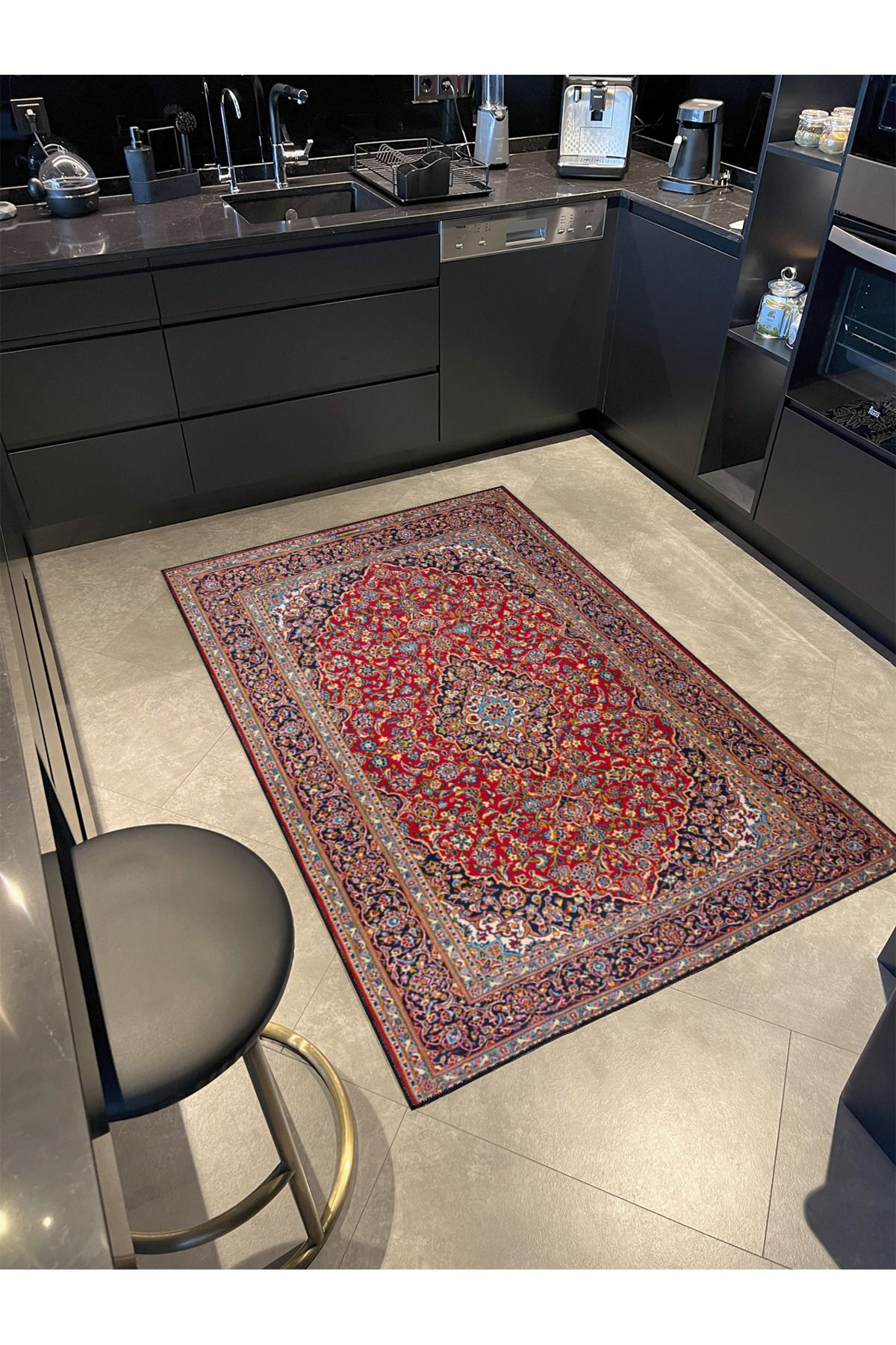 Çiçek Kırmızı Baklavalı Renkli Geleneksel Dokuma Taban ve Dekoratif Halı miravip114