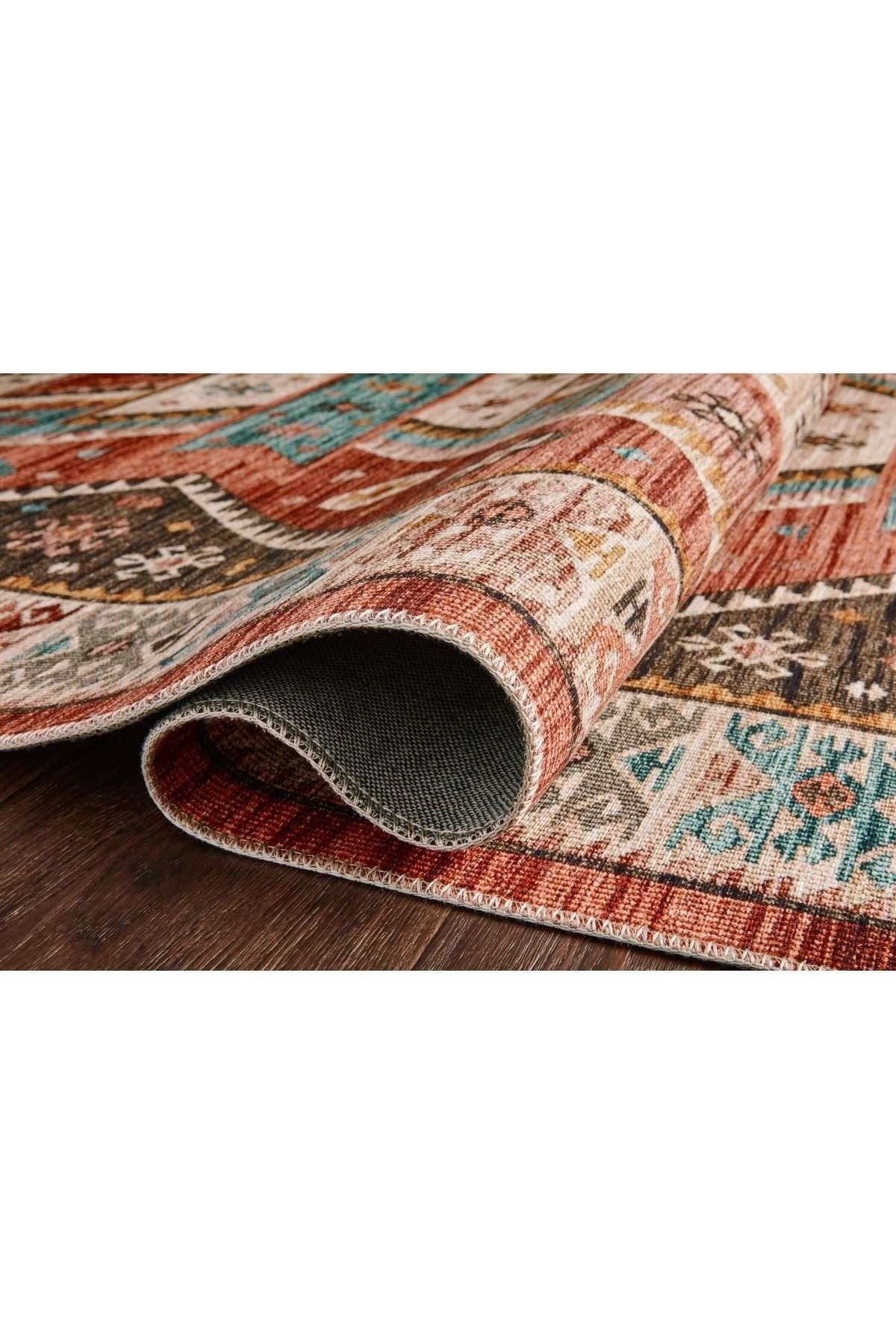 Kiremit Multi Renk Etnik Vintage Tema Dokuma Taban Halı Mira 1321