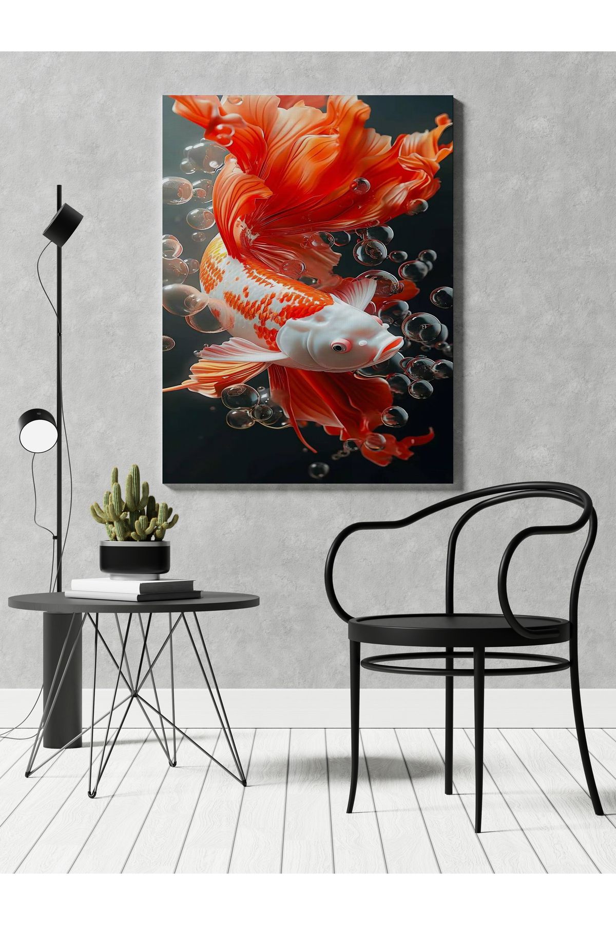 Kanvas Tablo Sulu Turuncu Renkli Balık Animal Tablo Temalı Tablo
