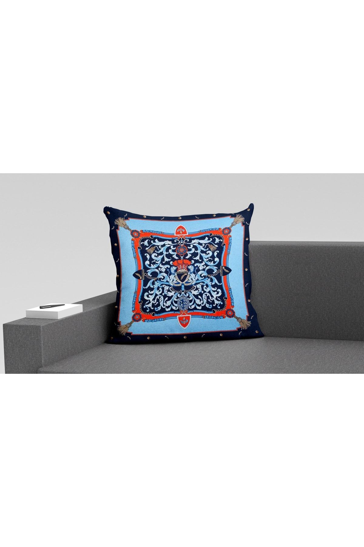 Kırlent Mavi Turuncu Marka Desen Pillow 41