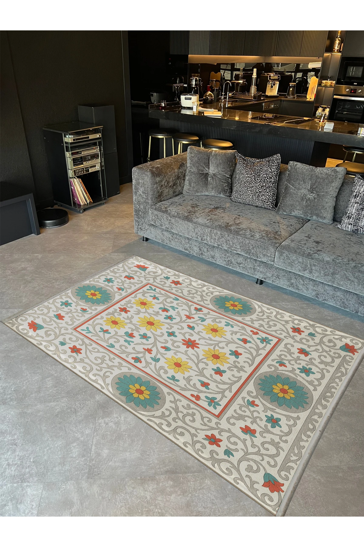 MOSSO Çok Renkli Geleneksel Temalı Desen Dokuma Taban Modern Dekoratif Halı mosso295