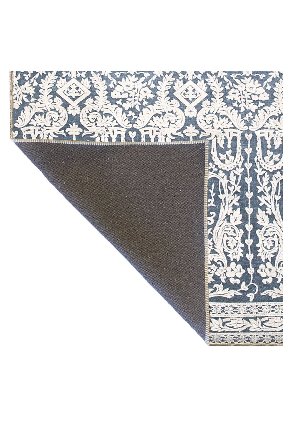 Bej Gri Temalı Motifli Etnik Desenli Vintage Dekoratif Halı 3445