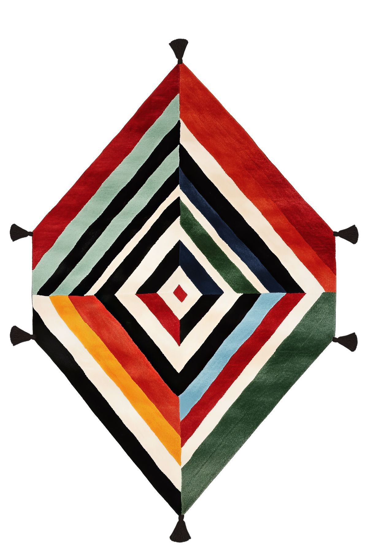 Bliss Etnik Desenli Geometrik Tasarım Püsküllü Dokuma Taban Dekoratif Yuvarlak Halı 940