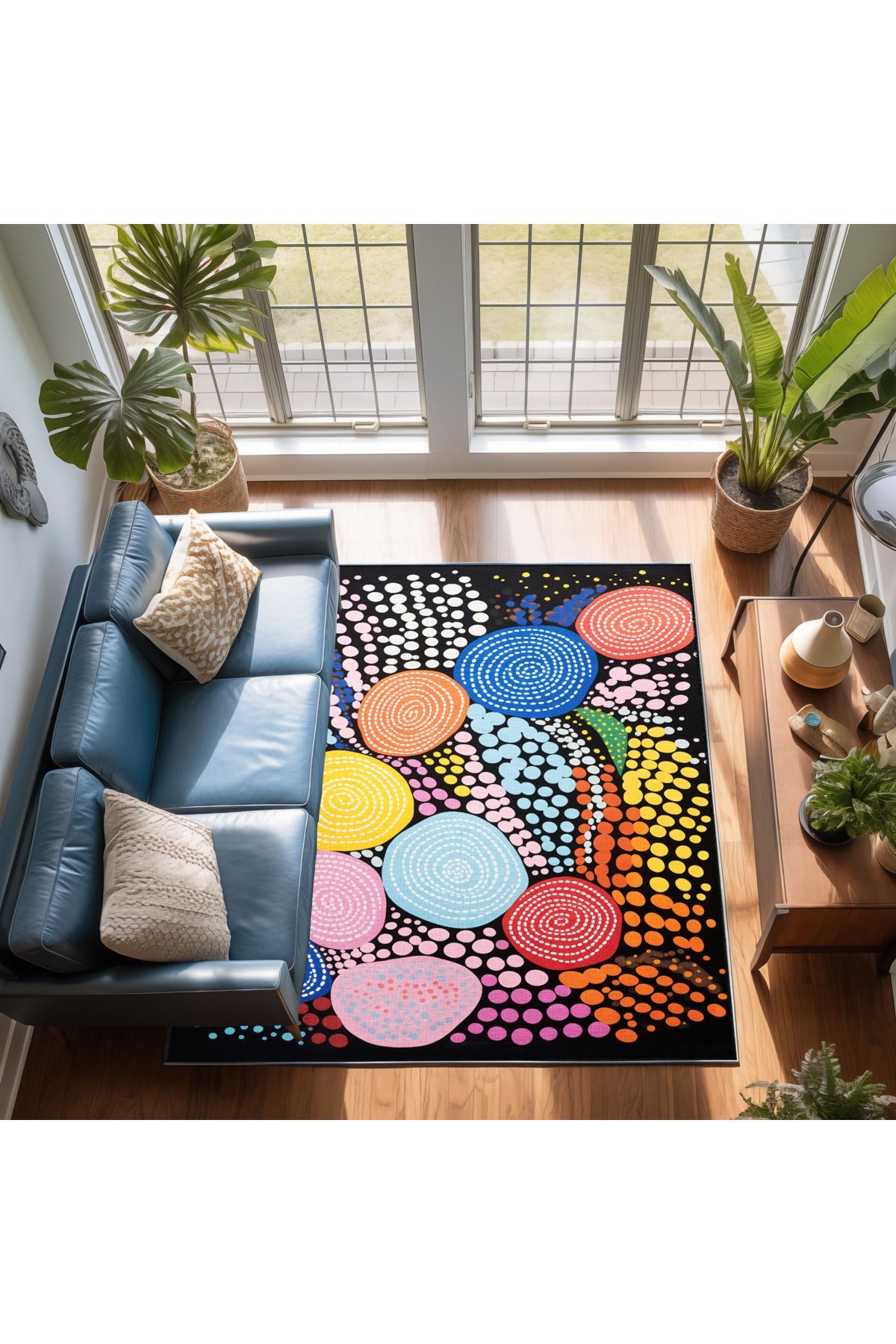 Dido 2 Koleksiyonu Çok Renkli Spiral Geometrik Desenli Kreatif Modern Dekoratif Halı 3231