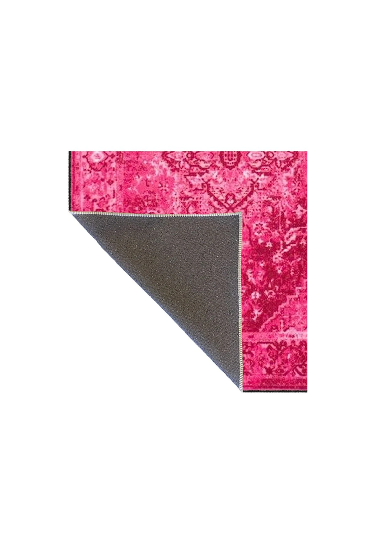 Pembe Geleneksel Çiçekli Bordürlü Temalı Desenli Dokuma Taban Halı ve Yıkanabilir Halı aloha192