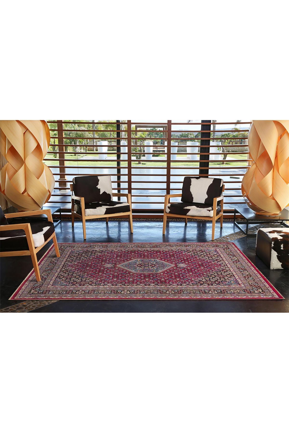 Geleneksel Mor Vintage Soyut Renkli Dokuma Taban Halı miravip1041