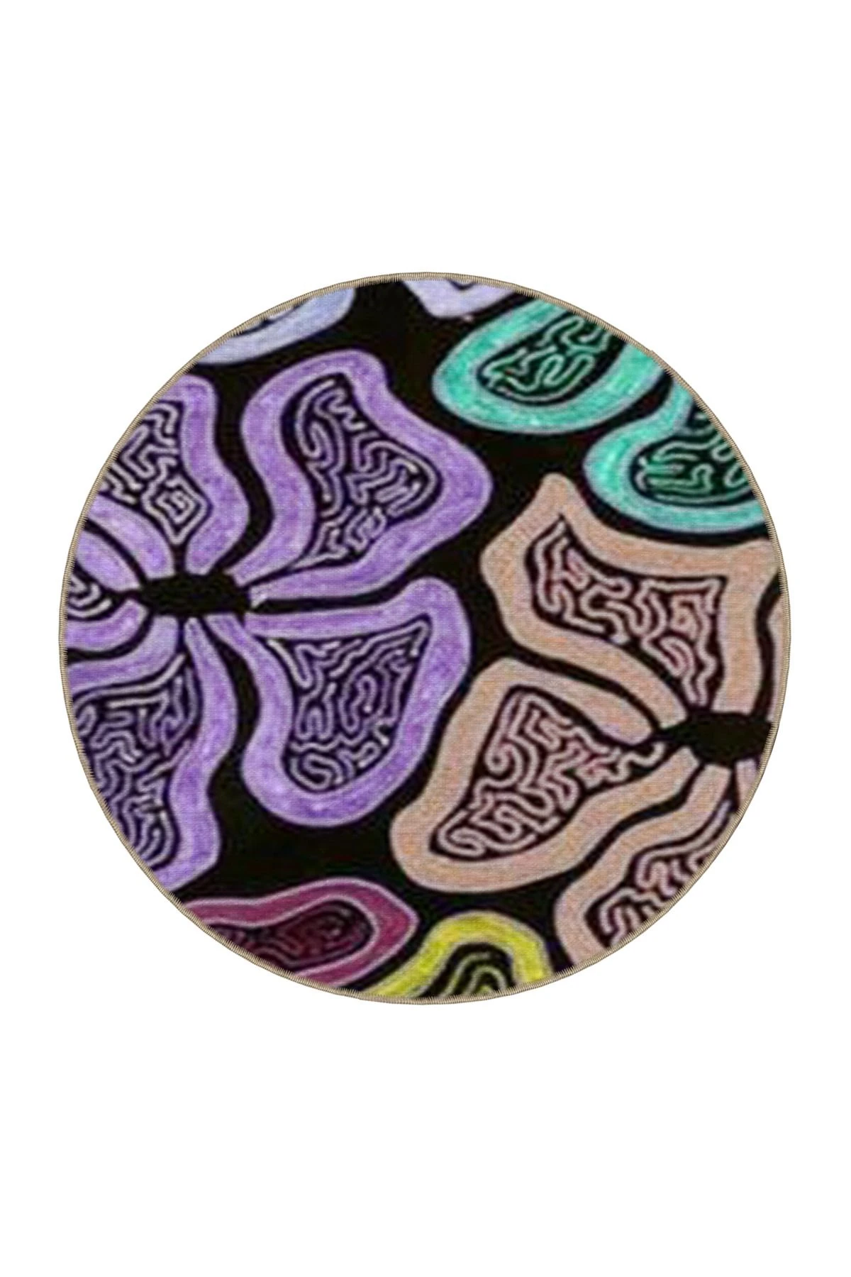 Siyah Temalı Çok Renkli Abstract Soyut Desenli Modern Dekoratif Halı 4711