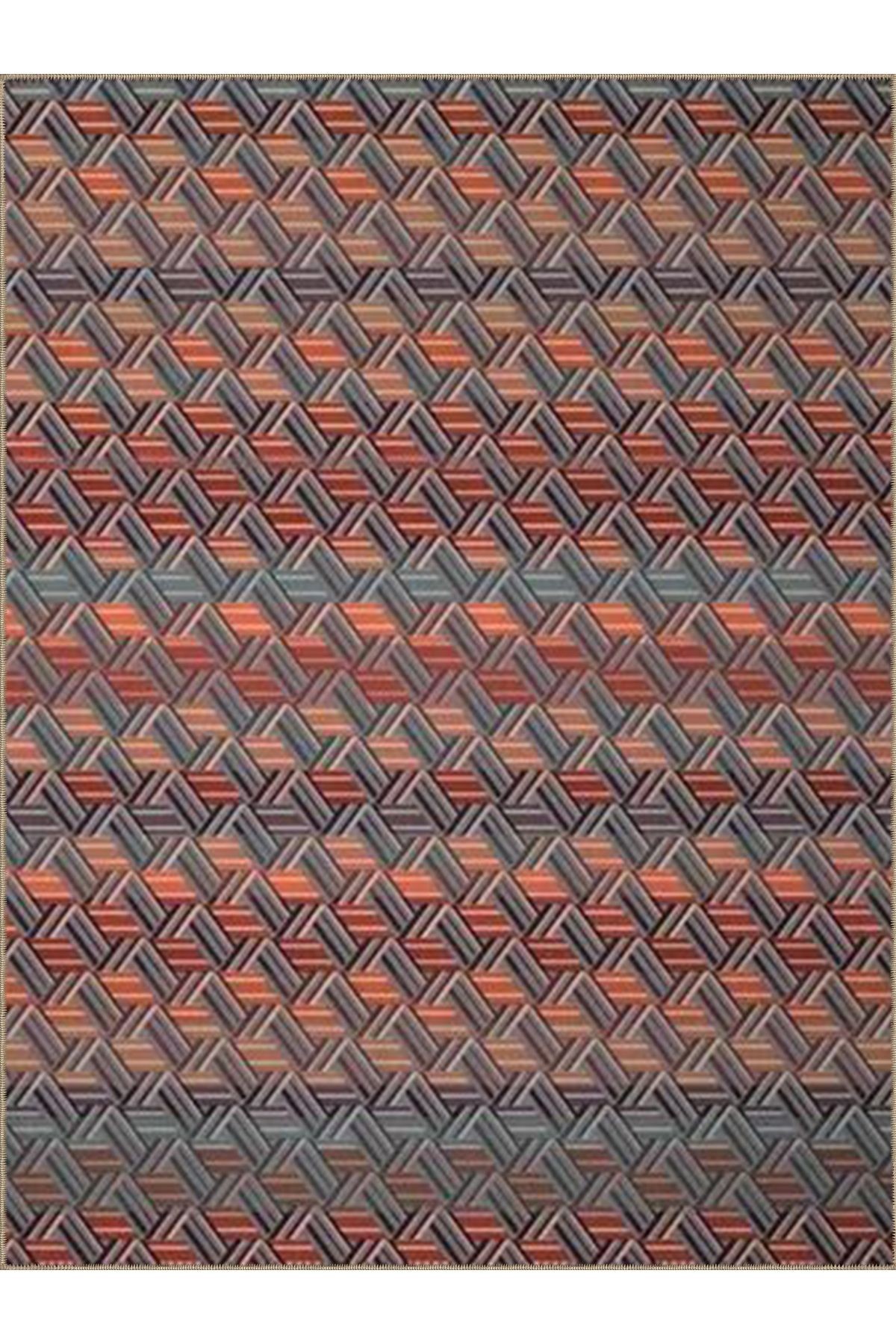 Ametist Serisi Renkli Çizgili Geometrik Zincir Desenli Dokuma Taban Modern Dekoratif Halı ametist48
