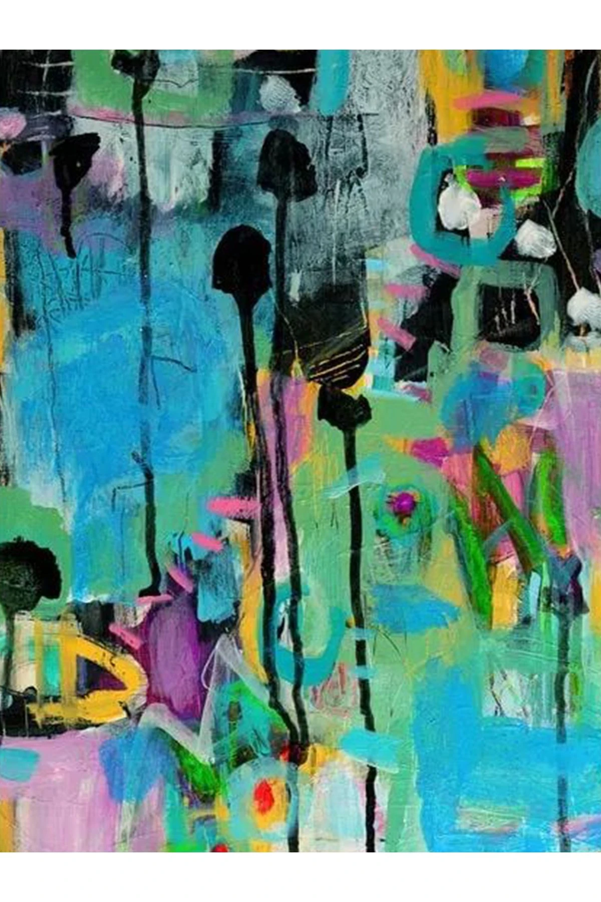 Yılmaz Koleksiyonu Çok Renkli Soyut Boya Sıçratma Desenli Kreatif Modern Dekoratif Halı 01