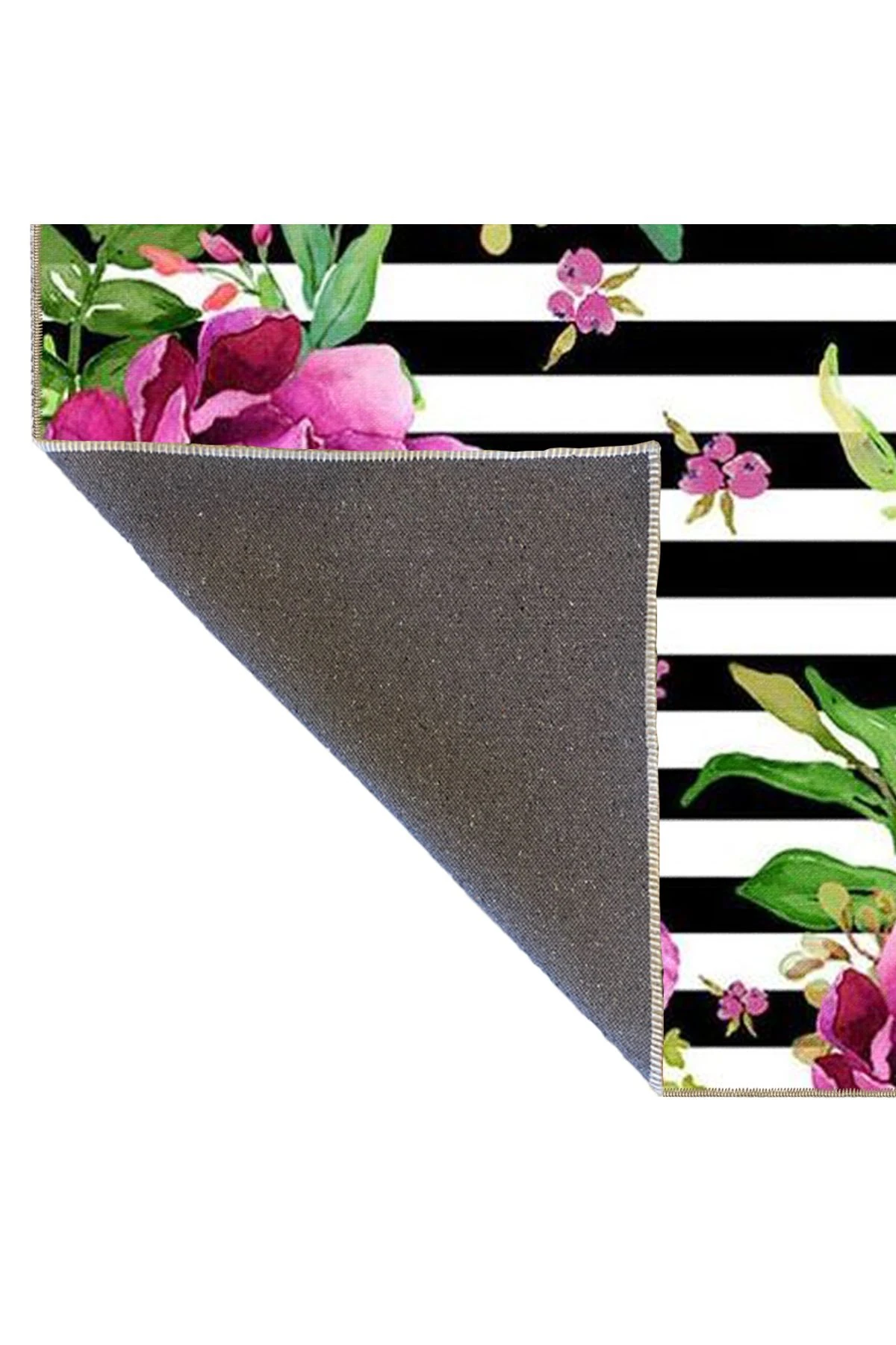 Mor Çiçekli Renkli Desenli Dokuma Taban Halı miravip1098