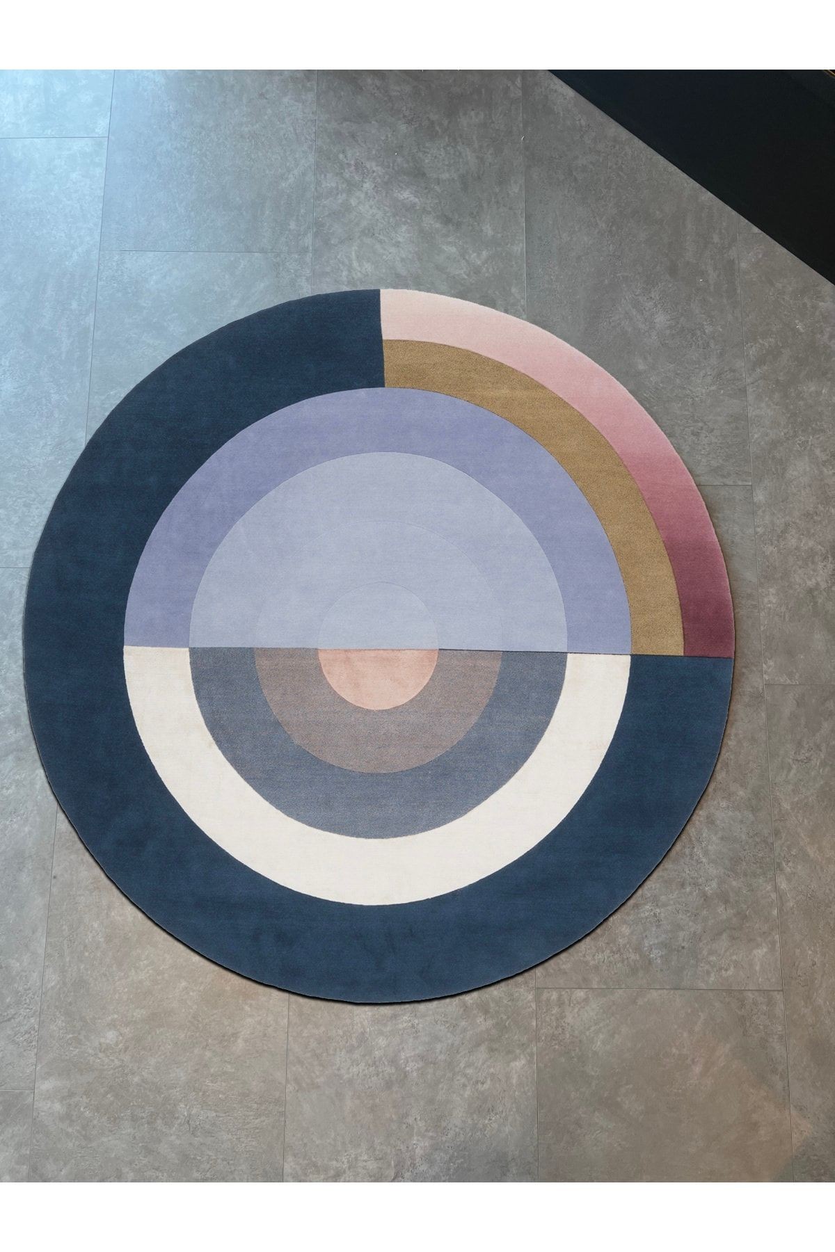 Mira 1195 Geometrik Desenli Çok Renkli Yuvarlak Halı
