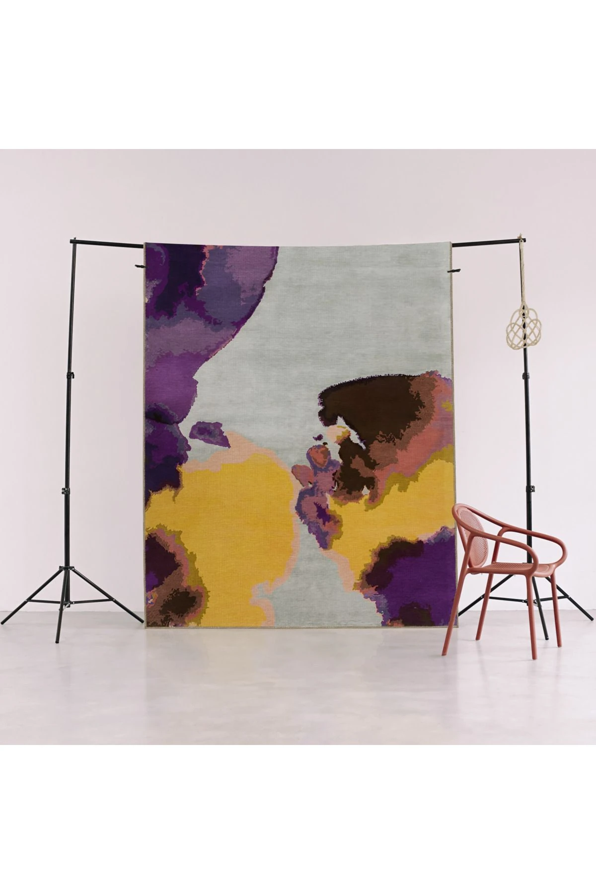 Sarı Mor Temalı Soyut Desenli Kreatif Modern Dekoratif Halı 1994