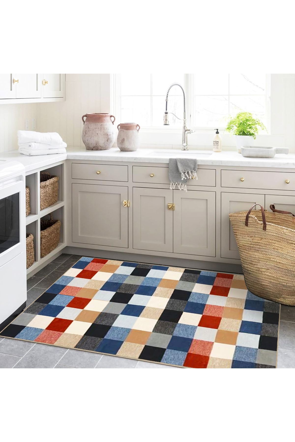 Ametist Serisi Çok Renkli Piksel Patchwork Desenli Dokuma Taban Modern Dekoratif Halı ametist34