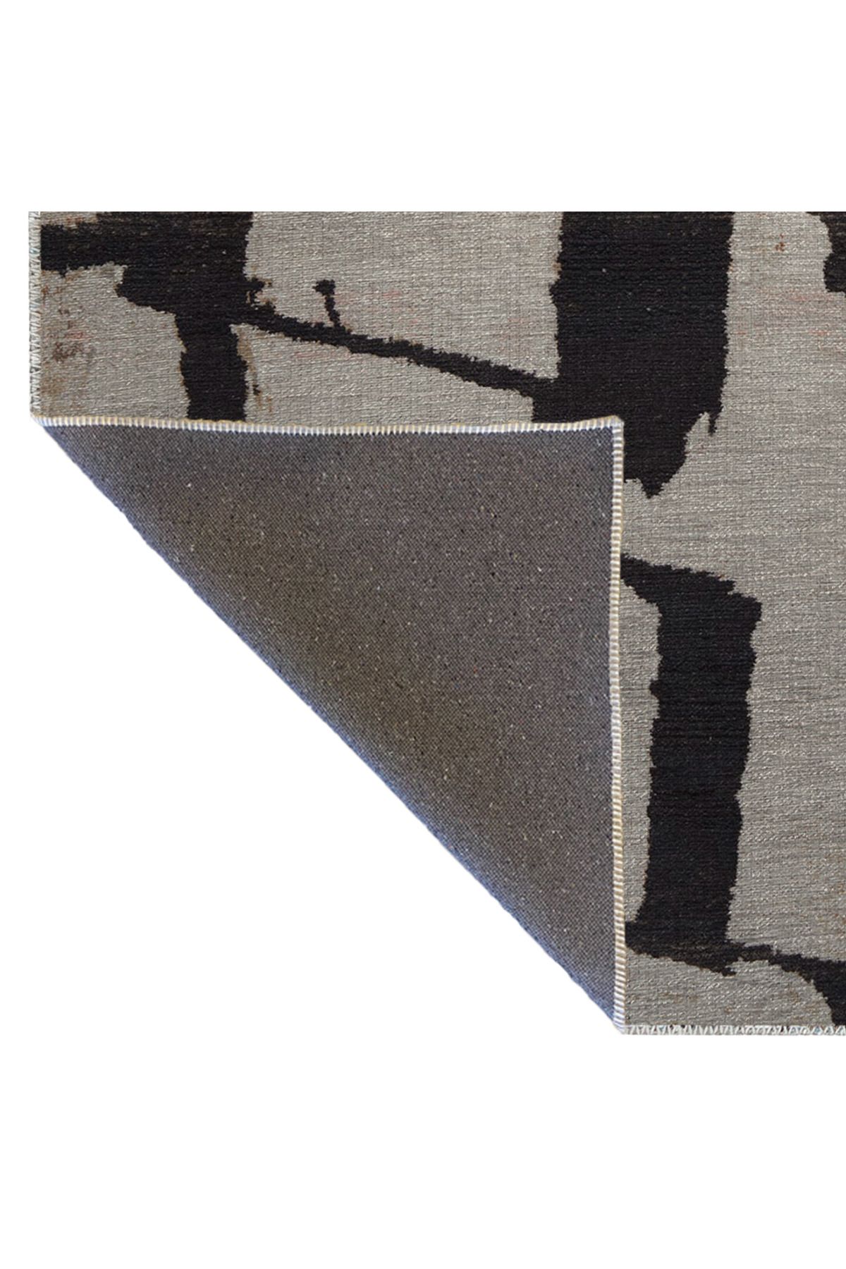 Siyah Bej Temalı Abstract Soyut Desenli Kreatif Modern Dekoratif Halı 3006