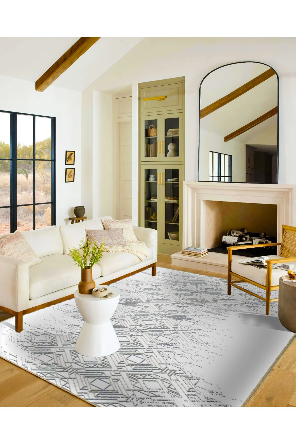 Beyaz Soft Baklavalı Halı ve Yıkanabilir Halı miravip9705