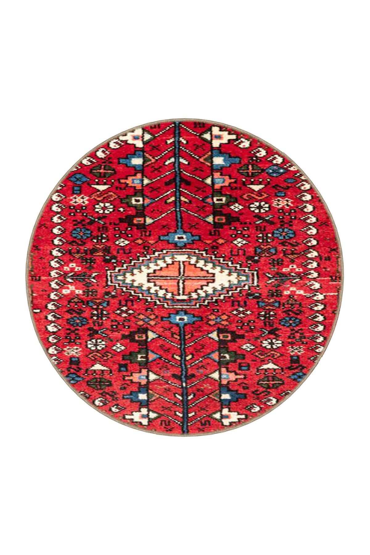 Kırmızı Renkli Baklava Geleneksel Modern Dokuma Taban ve Dekoratif Halı miravip105