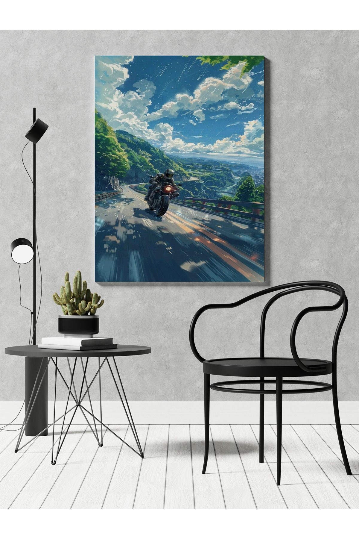 Kanvas Tablo Motor ve Doğa Desenli Temalı Tablo
