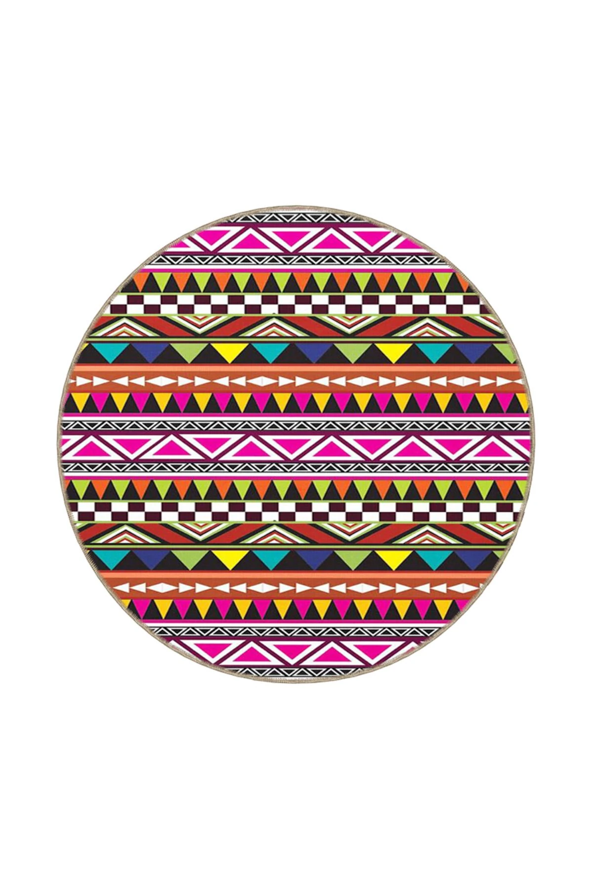 Pembe Renklerde Geometrik Desenli Modern Dekoratif Halı 4386